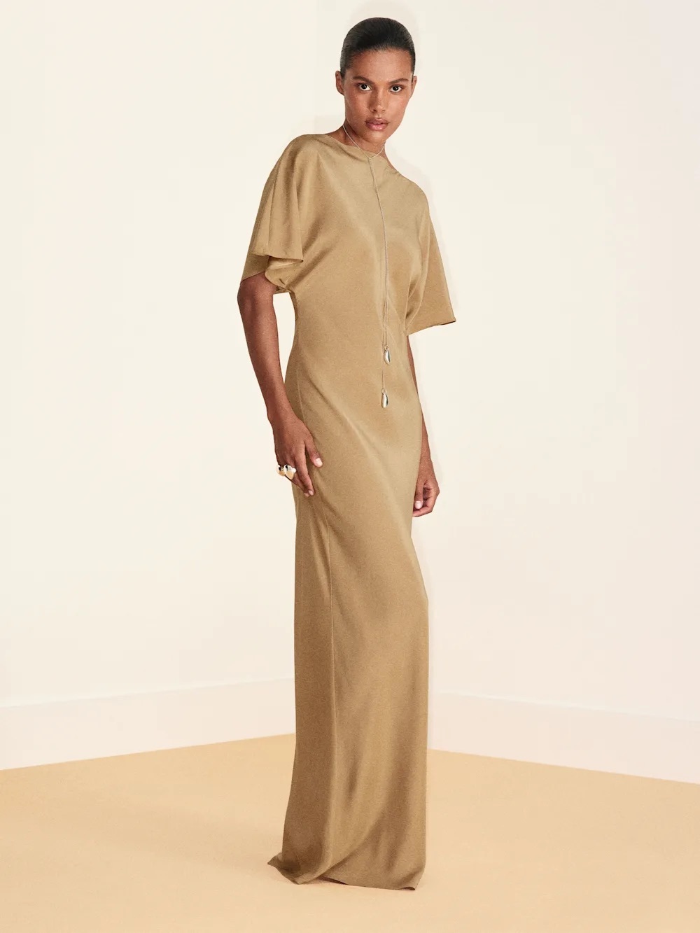 Reformation Caila Silk Dress In Riesling, NEW WITHOUT TAGS, NEVER WORN, NO FLAWS - Picture 3 of 6